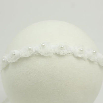 Baby Girl White Lace Tieback Flower Halo Crown and Small Bow Headbands Newborn Gift Sets