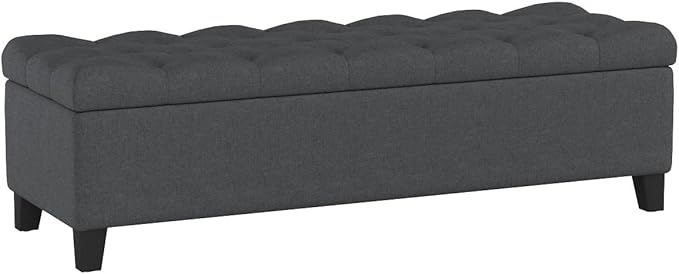 Christopher Knight Home Ottilie Fabric Storage Ottoman, Dark Grey Dimensions: 17.50”D x 51.00”W x 17.00”H