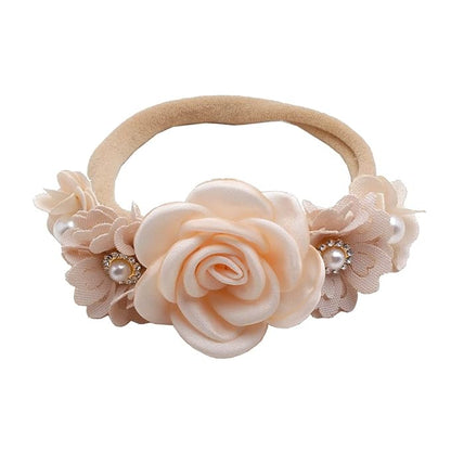 Mealah Baby Girls Flower-Headband Elastic-Nylon Hairbands Floral Crown for Newborn Infant Toddler Pack of 3