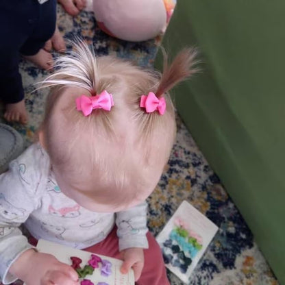 CÉLLOT 60Pcs Baby Hair Clips 1.2" Tiny Baby Bows Snap Hair Clips for Thin Hair Grosgrain Ribbon Hair Bows Clips for Baby Girls Toddlers Infant in Pairs