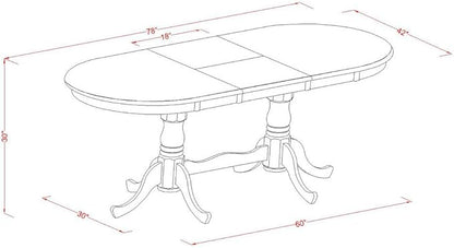 East West Furniture PLQU5-WHI-W 5 Piece Modern Dining Table Set Includes an Oval Wooden Table with Butterfly Leaf and 4 Dining Room Chairs, 42x78 Inch, Buttermilk & Cherry