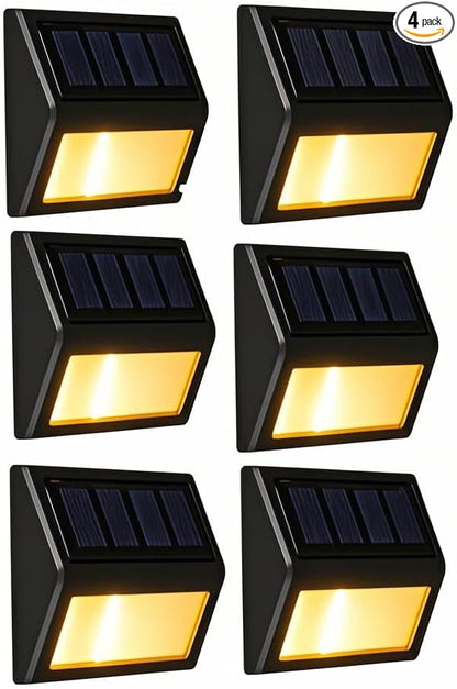 SRDHIN Solar Fence Lights Outdoor,Waterproof Solar Stair Step Deck Lights Wireless for Patio Garden Backyard Garage Driveway ﻿ (Warm White, 6-Pack)