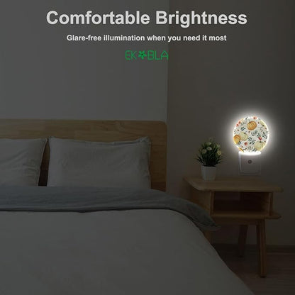 EKOBLA Pumpkin Plug-in Night Light, Fall Pumpkin & Maple Leaf LED Nightlight with Dusk to Dawn Auto Sensor for Bedroom, Bathroom & Hallway Decor