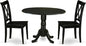 East West Furniture DLCL3-BLK-W 3 Piece Kitchen Table Set for Small Spaces Contains a Round Dining Room Table with Dropleaf and 2 Solid Wood Seat Chairs, 42x42 Inch, Black
