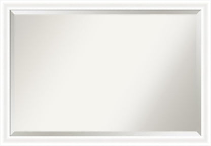 Amanti Art White Bathroom Mirror for Over Sink, 27x39 Oliver White Narrow Rectangle Vanity Mirror, Large Modern Wood Frame, Hangs Horizonally and Vertically, Bathroom Wall Decor, Beveled Edge
