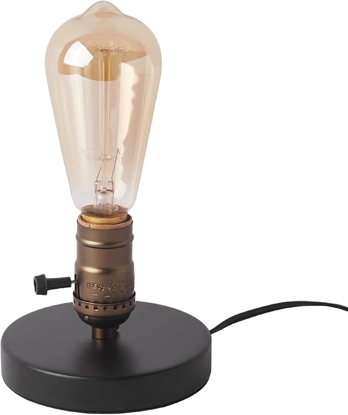 OuXean Vintage Table Lamp, Industrial Desk Lamp Small Retro Bedside Lamp with ON/Off Switch E26 Lamp Holder for Home Lighting Decor, Cafe Bar, Studio Antique Decor(Without Bulb)