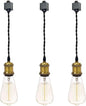 Kiven 3-Light H-Type Wire Track Light Pendants, 11.8 Inch Cord Length Black Weave Rope, Restaurant Chandelier Decorative Pendant Light Industrial Factory Pendant Lamp 3 Pack,Bulb Not Included（Gold）