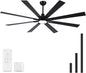 72 Inch Ceiling Fans with Lights and Remote, Black Large Ceiling Fan for Bedroom Living Room Indoor/Outdoor, Quiet 6 Speed Reversible DC Motor, 3CCT, Downrod, Dual Color 8 Blades, ETL Listed