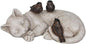 Comfy Hour Loving Memory Collection 12" Length Garden Accent Decorative Sparrows On Cat Figurine, Polyresin Statue Stone Looking