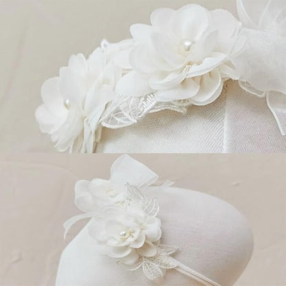 Lace Big Bow Baby Girls Headband Floral Hair Band Toddlers Newborn Infants Christening Baptism Party Hair Accessories for 0-36 Months Elastics Hairband (Style 4)