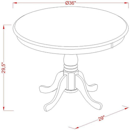 East West Furniture ANCA3-CAP-W 3 Piece Dining Table Set for Small Spaces Contains a Round Kitchen Table with Pedestal and 2 Dining Room Chairs, 36x36 Inch, Cappuccino