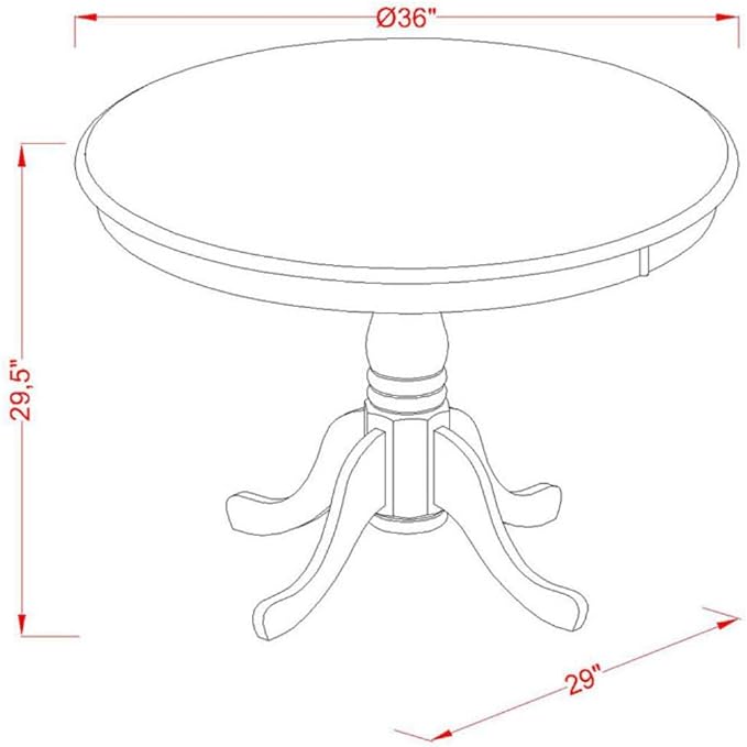 East West Furniture ANEL5-ANA-05 5 Piece Kitchen Table Set for 4 Includes a Round Dining Room Table with Pedestal and 4 Grey Linen Fabric Upholstered Parson Chairs, 36x36 Inch, Natural