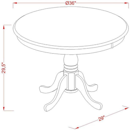 East West Furniture ANEL5-ANA-05 5 Piece Kitchen Table Set for 4 Includes a Round Dining Room Table with Pedestal and 4 Grey Linen Fabric Upholstered Parson Chairs, 36x36 Inch, Natural