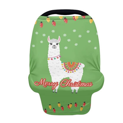 AFPANQZ Funny Alpaca Design Baby Car Seat Covers Multifunctional Infant Car Seat Canopy Cozy Nursing Breastfeeding Covers Baby' Car Seat Scarf Shield Breathable 360 Coverage for Babies Xmas