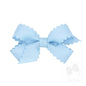 Wee Ones Girls' Classic Grosgrain Hair Bow with Scalloped Edges, No-Slip Hair Clip, Handmade, Millennium Blue, Mini