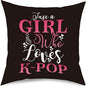 K-pop Decor, Just a Girl Who Loves K-pop Room Decor, Girls K-pop Gifts Rustic Anime Lovers Throw Pillow Covers for Home Living Room Girl Bedroom Decoration Gifts
