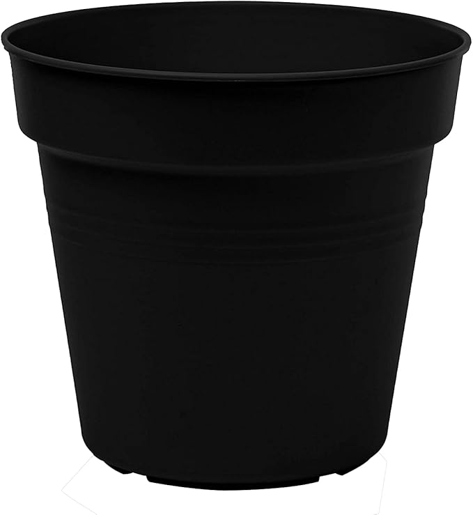Mintra Home Garden Pots 4pk - Flowers, Herbs, Plants, Indoor, Outdoor, Colorful, Wholesale, Bulk (Black, 13cm Diameter (5in))