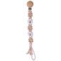 Pacifier Clip for Boys Girls Floral Daisy Macrame Baby Paci Clip Pacifier Holder Leash Boho Wooden Clips Handmade Braided Cotton Binky Clips (1pack:Khaki Style B)