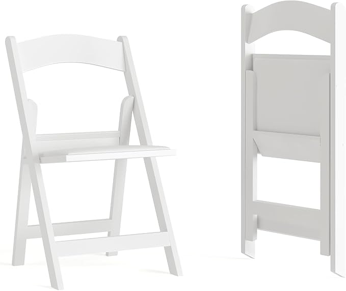 Flash Furniture Hercules Series Folding Chairs for Weddings and Formal Events, Stackable Commercial Event Seats with 1,000-lb. Static Weight Capacity, Set of 2, White