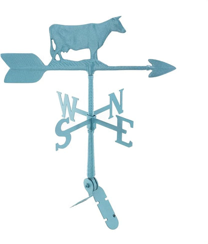 Montague Metal Products - Cow Weathervane - 6 Colors Available - Outdoor Windvane - Roof Metal Decor - Mount Included (4 to Choose from) - Hand Cast Aluminum Weathervane