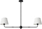 Black Linear Chandelier for Dining Room, 43.3" Modern Pendant Lighting with White Fabric Shade, Double Linear Dining Room Light Fixture Over Table for Kitchen Island Restaurant, E26 Base