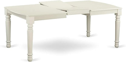 East West Furniture LGDA5-LWH-12 5 Piece Dinette Set Contains a Rectangle Kitchen Table with Butterfly Leaf and 4 Polyester Fabric Upholstered Chairs, Linen White