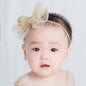 Bethynas baby girls Lace Bowknot Headband Gauze Bow Elastic Toddlers Hairband Birthday Party Princess Crown Heart Hair Accessories for Newborn Infant Baby (Gold)