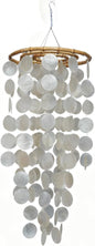 Capiz Shell Large Wind Chime for Outside Sea Glass Wind Chime Ocean/Beach Themed Chime Gift for Women Mother’s Day Decoration-White，32"*11"