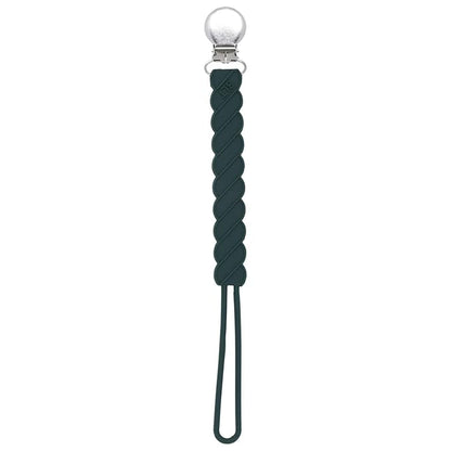 Three Little Tots All Silicone Modern, Short and Safety Tested Pacifier Clip (Hunter Green, Twist)