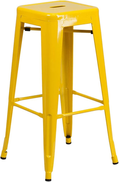 Flash Furniture Commercial Grade 30" High Backless Yellow Metal Indoor-Outdoor Barstool with Square Seat