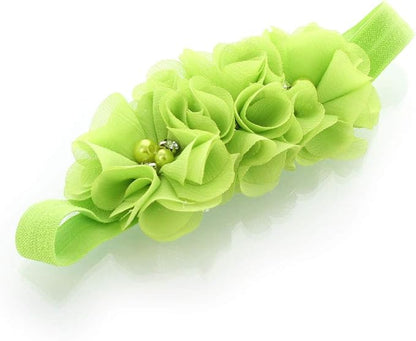 My Lello Flower Headbands Baby - Girls - Toddler Fabric Beaded Stretchy Elastic Pair