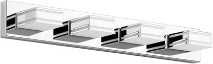 Ralbay Modern Chrome Vanity Light for Bathroom 4-Light 30inch Acrylic Modern LED Bathroom Wall Lighting Fixtures Over Mirror