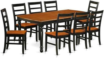 East West Furniture DOPF9-BCH-W 9 Piece Dining Room Furniture Set Includes a Rectangle Kitchen Table with Butterfly Leaf and 8 Dining Chairs, 42x78 Inch, Black & Cherry