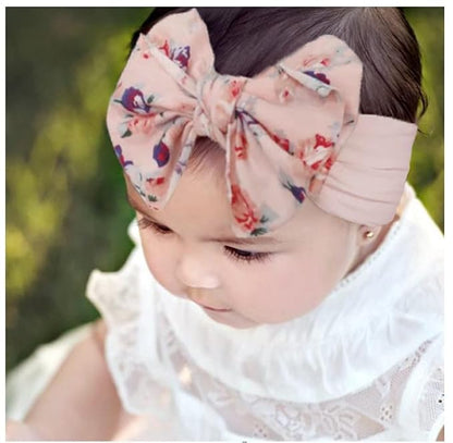 Nishine 6 Pack Cute Toddler Baby Girls Elastic Soft Nylon Headwraps Infant Knot Bow Headband Turban (Navy Set-6pcs)