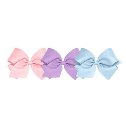 Wee Ones Girls' 3 pc Set Solid Grosgrain Variety Pack on a WeeStay No-Slip Hair Clip, King, Light Pink, Light Orchid, Millennium Blue