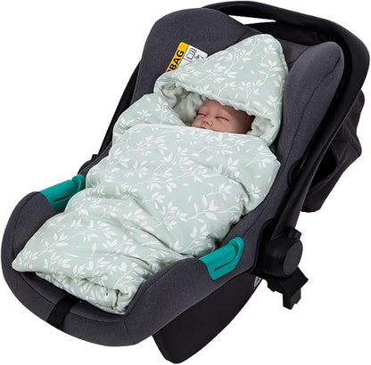 HOUSBAY Baby Blanket Newborn Blanket with Hooded Windproof Go Outside Warm Portable Swaddle Wrap in Basket Baby Safety Seats (Light Green)