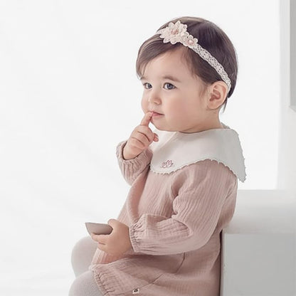 Baby Girls Lace Bow Headband Cute Chiffon Bow-Knot Toddler Hairband Elastic Soft Lace Infants Birthday Party Hair Accessories (Pink-4, One size)