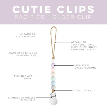 Ryan & Rose Pacifier Clip Georgia - Silicone Pacifier Clip Baby boy Baby Girl Binky paci Clip Baby Pacifier Holder binkie Clip Binky Clips Newborn Baby Care Baby Pacifier Clip (Grace)