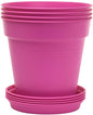 Mintra Home Garden Pots 4pk - Flowers, Herbs, Plants, Indoor, Outdoor, Colorful, Wholesale, Bulk (Fuchsia, 15cm Diameter (5.9in))