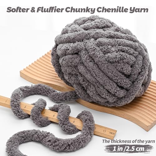 10 Pack Jumbo Chenille Yarn for Crocheting, #10 Super Bulky Baby Soft Yarn for Hand Knitting, 220 yds /70.5 oz Fluffy Chunky Knit Throw Blanket Yarn (Milky White) - color: Milky White