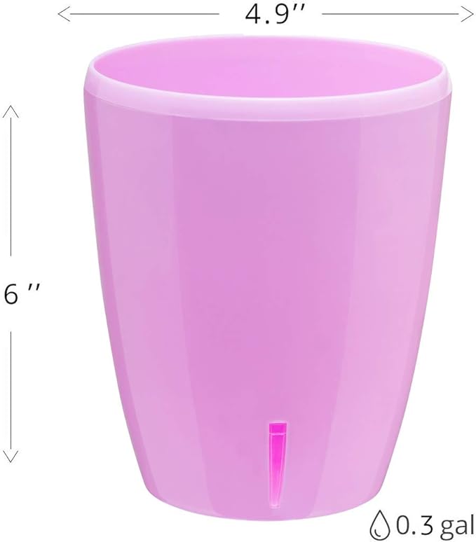 Santino 4.9 Inch ORCHIDEA Self Watering Pots for Orchids in Lavender (Set of 3) - Decorative Wicking Planter with w/Great Aerification, Drainage and Water Level Indicator