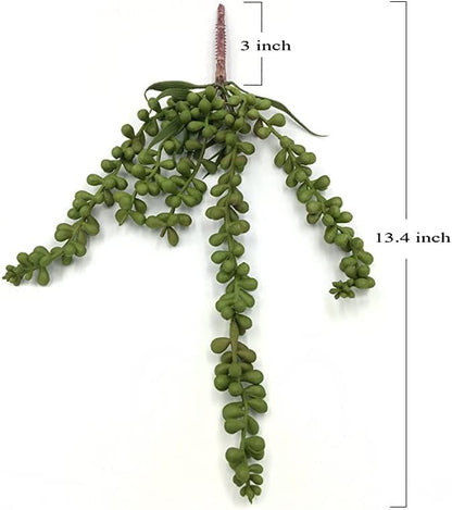 HUIANER Artificial Succulent Plants, 13.4" Fake Hanging String of Pearls Simulation Greenery Plants for Christmas Wall Home Kitchen Office Garden Wedding Decor, Pack of 2