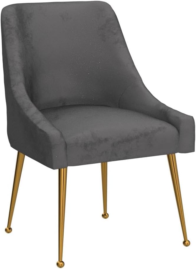 Velvet Dining Chairs Set of 2, Furniture Collection Modern Contemporary Upholstered with Polished Gold Metal Legs(Light Grey)