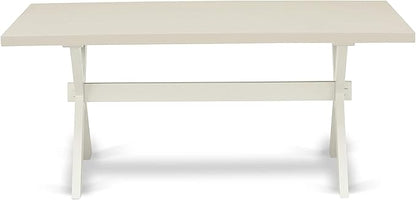 East West Furniture X027LA015-7 7 Piece Dining Room Furniture Set Consist of a Rectangle Dining Table with X-Legs and 6 Baby Blue Linen Fabric Parsons Chairs, 40x72 Inch, Multi-Color
