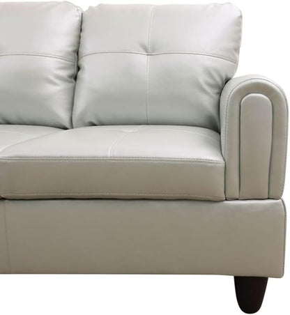 Silver Green L-Shaped 3-Piece Faux Leather Sofa with Storage Ottoman Set, Sectional Couch Sofa Set for Living Room, Office, Small Space