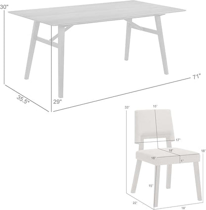 Armen Living Channell Mid Century Modern 5 Piece Black Wood Dining Table Set with Charcoal Fabric