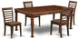 East West Furniture DOML5-MAH-C 5 Piece Dining Room Table Set Includes a Rectangle Kitchen Table with Butterfly Leaf and 4 Linen Fabric Upholstered Dining Chairs, 42x78 Inch, Mahogany