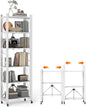 BAYOYONI 6 Tier Industrial Bookshelf - Storage Shelves with Two Usage Modes - Foldable Metal Bookshelves for Living Rooms, Offices, and Bedrooms (White, 6 Tier)