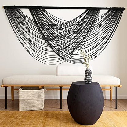 Flber Macrame Wall Hanging Black Boho Wall Decor Large Boho Yarn Tapestry Living Room Bedroom Home Wall Decor 57" W x27 L