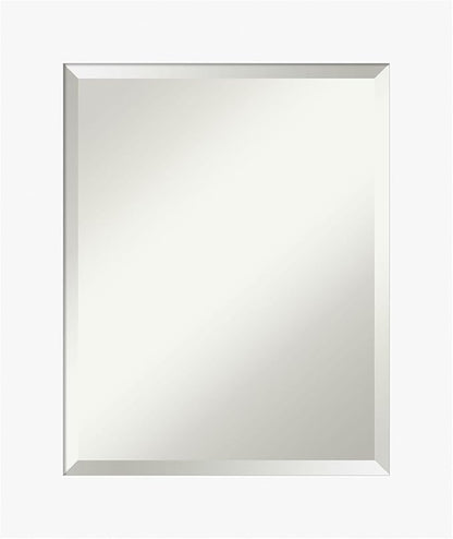Amanti Art White Bathroom Mirror for Over Sink, 26x22 Basic White Rectangle Vanity Mirror, Small Casual Wood Frame, Hangs Horizonally and Vertically, Bathroom Wall Decor, Beveled Edge from WI, USA